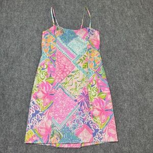 Lilly Pulitzer Shelli Stretch Dress Block Party Pink Hanging Around Size 6 NWT
